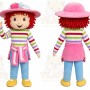 Striped Hat Girl Mascot Costume