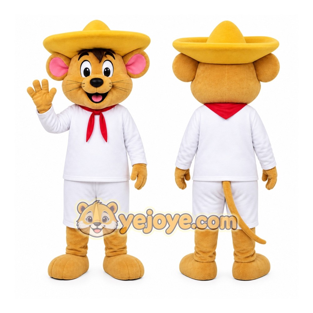 Yellow Cowboy Cat Mascot Costume