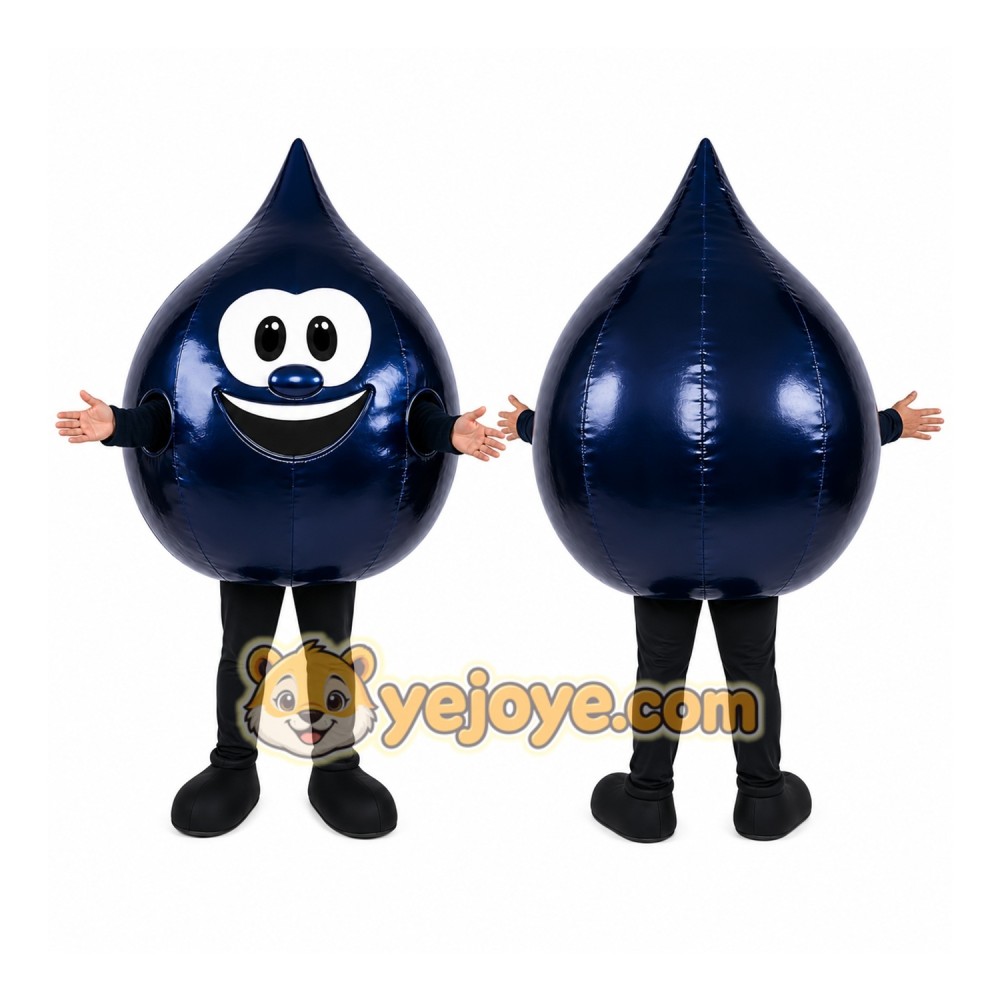 Black Oil Drop Mascot Costume Black Oil Drop Mascot Costume