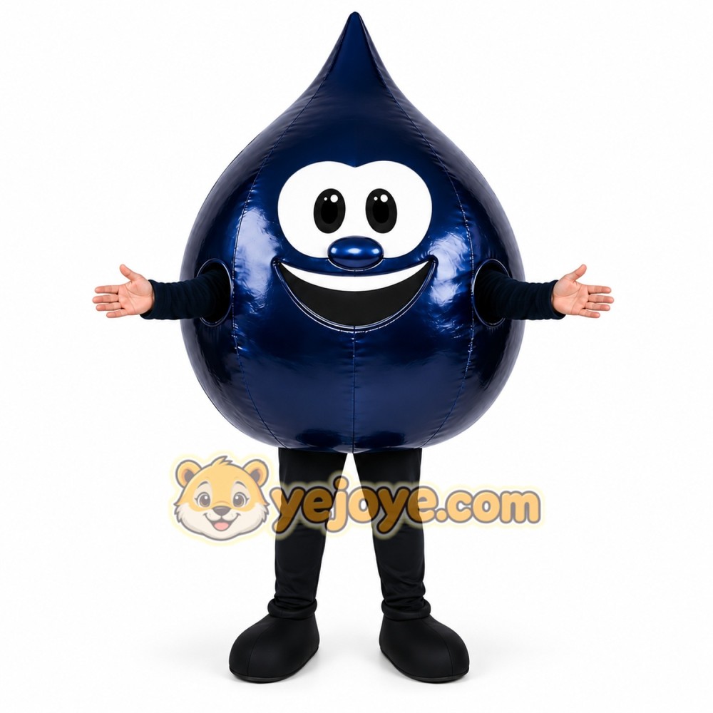 Black Oil Drop Mascot Costume Black Oil Drop Mascot Costume