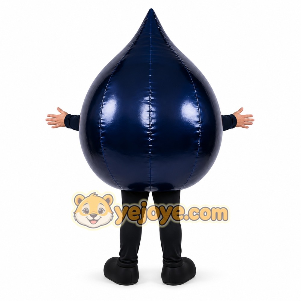 Black Oil Drop Mascot Costume Black Oil Drop Mascot Costume