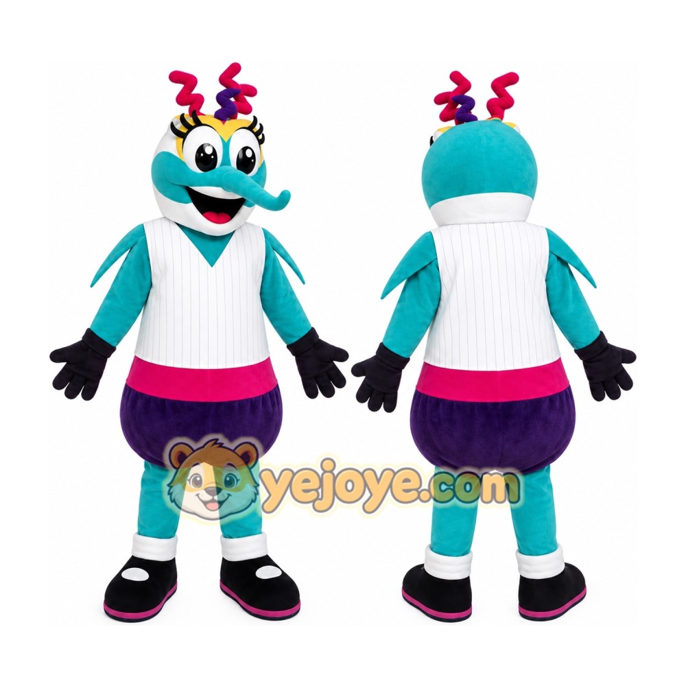 Blue Bug Cheerleader Mascot Costume Blue Bug Cheerleader Mascot Costume