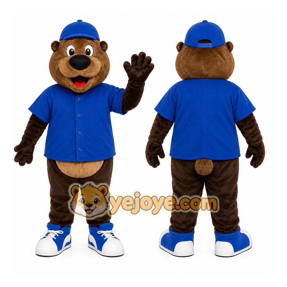 Bear Blue Shirt Mascot Costume Bear Blue Shirt Mascot Costume