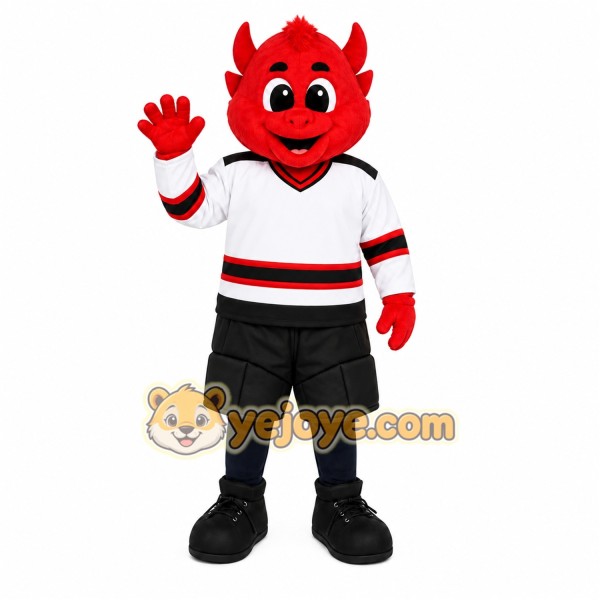 Red Hockey Devil Mascot Costume