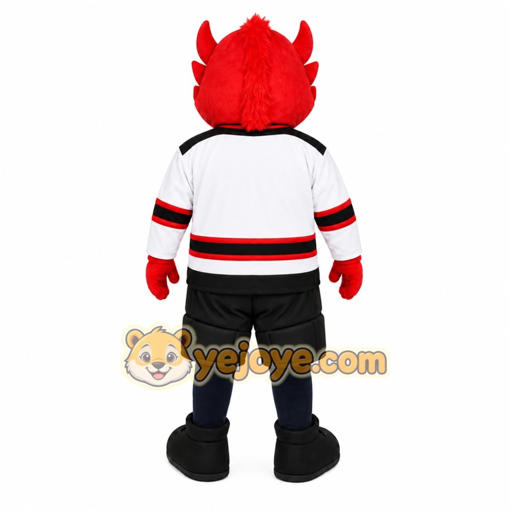 Red Hockey Devil Mascot Costume Red Hockey Devil Mascot Costume