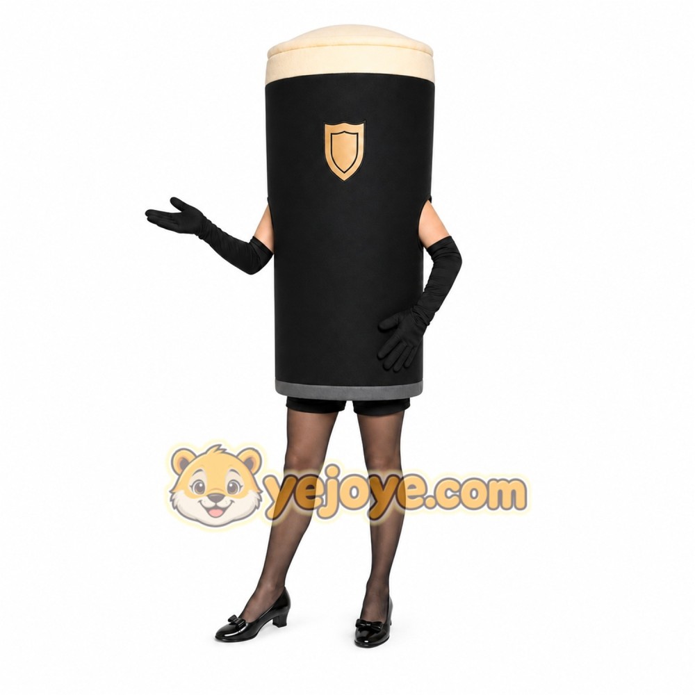 Black Cup Mascot Costume Black Cup Mascot Costume