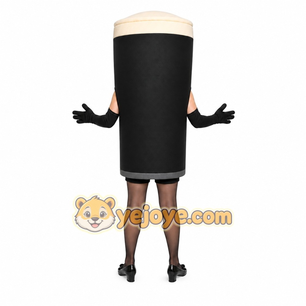 Black Cup Mascot Costume Black Cup Mascot Costume