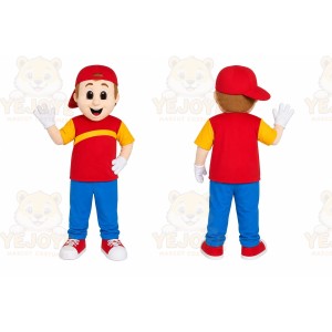 Red Cap Boy Mascot Costume