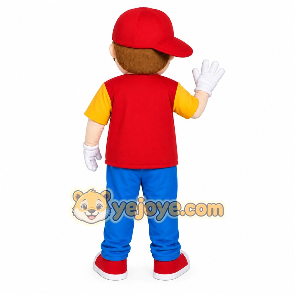 Red Cap Boy Mascot Costume Red Cap Boy Mascot Costume