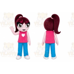 Pink Hair Girl Mascot Costume