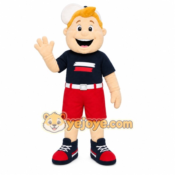 Black Shirt Boy Mascot Costume