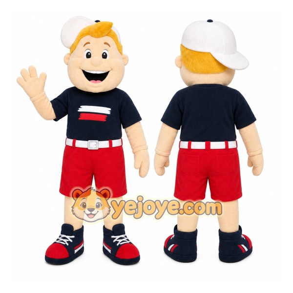 Black Shirt Boy Mascot Costume
