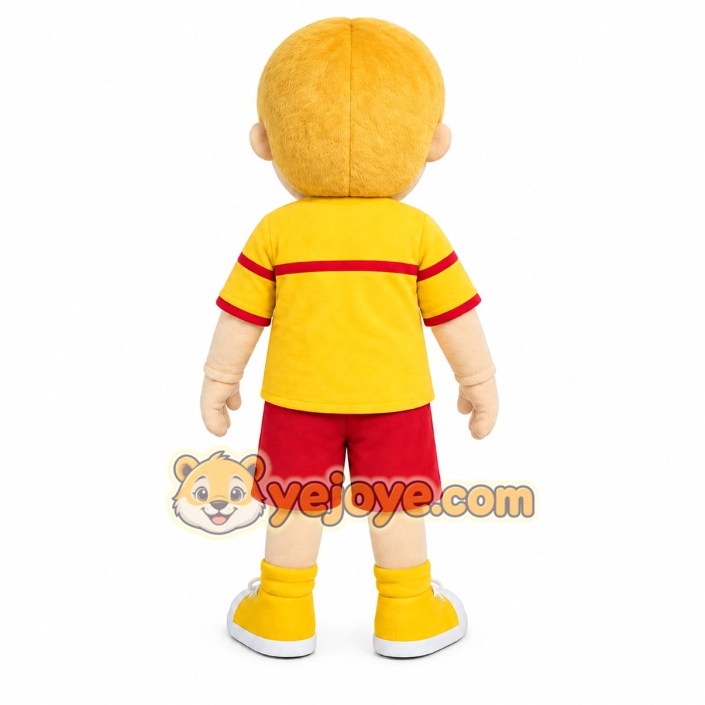 Yellow Shirt Boy Mascot Costume Yellow Shirt Boy Mascot Costume