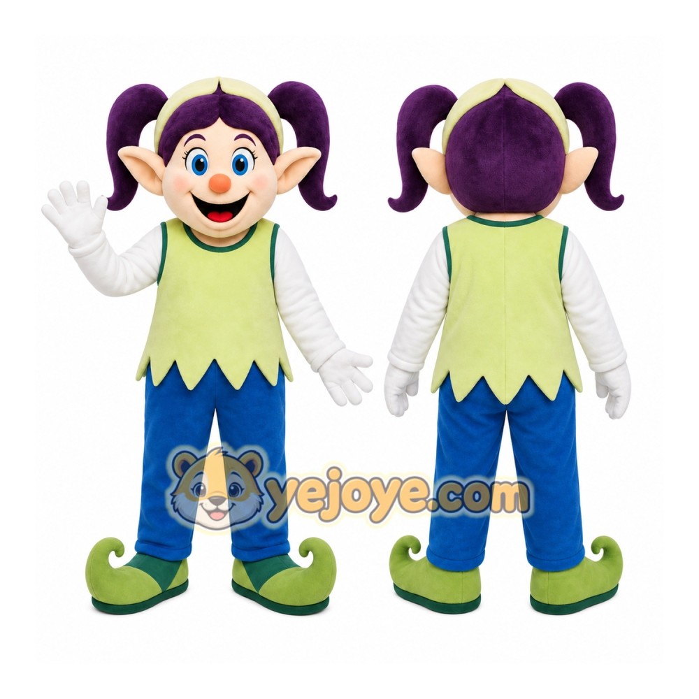 Purple Hair Elf Mascot Costume