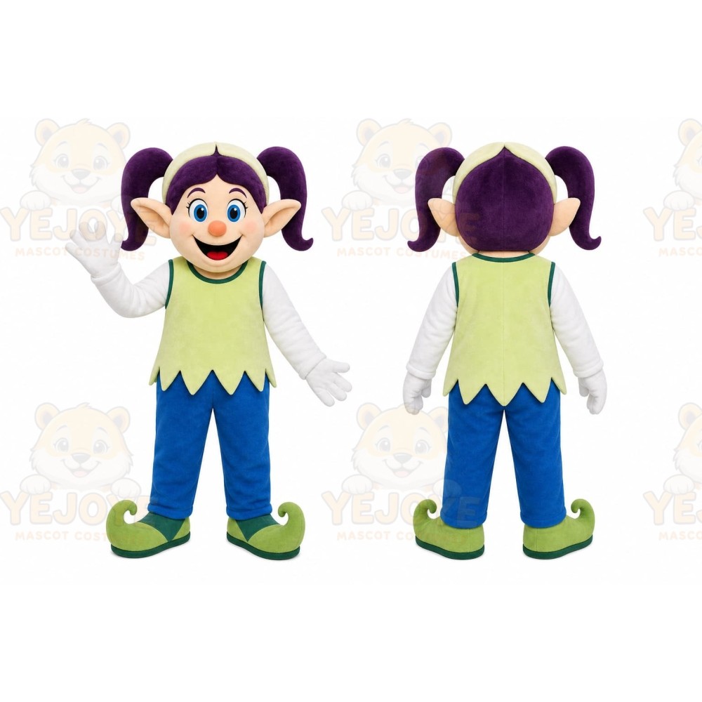 Purple Hair Elf Mascot Costume