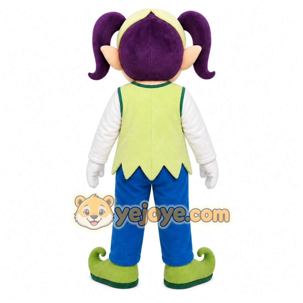 Purple Hair Elf Mascot Costume