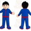 Blue Red Boy Mascot Costume