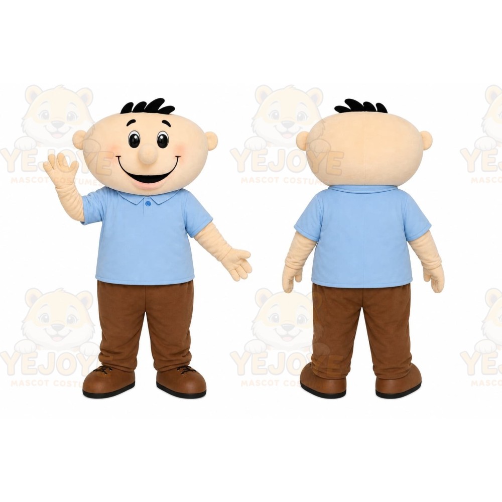 Blue Shirt Boy Mascot Costume