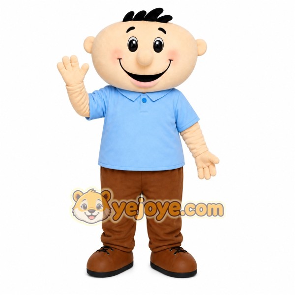 Blue Shirt Boy Mascot Costume