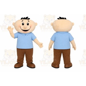 Blue Shirt Boy Mascot Costume