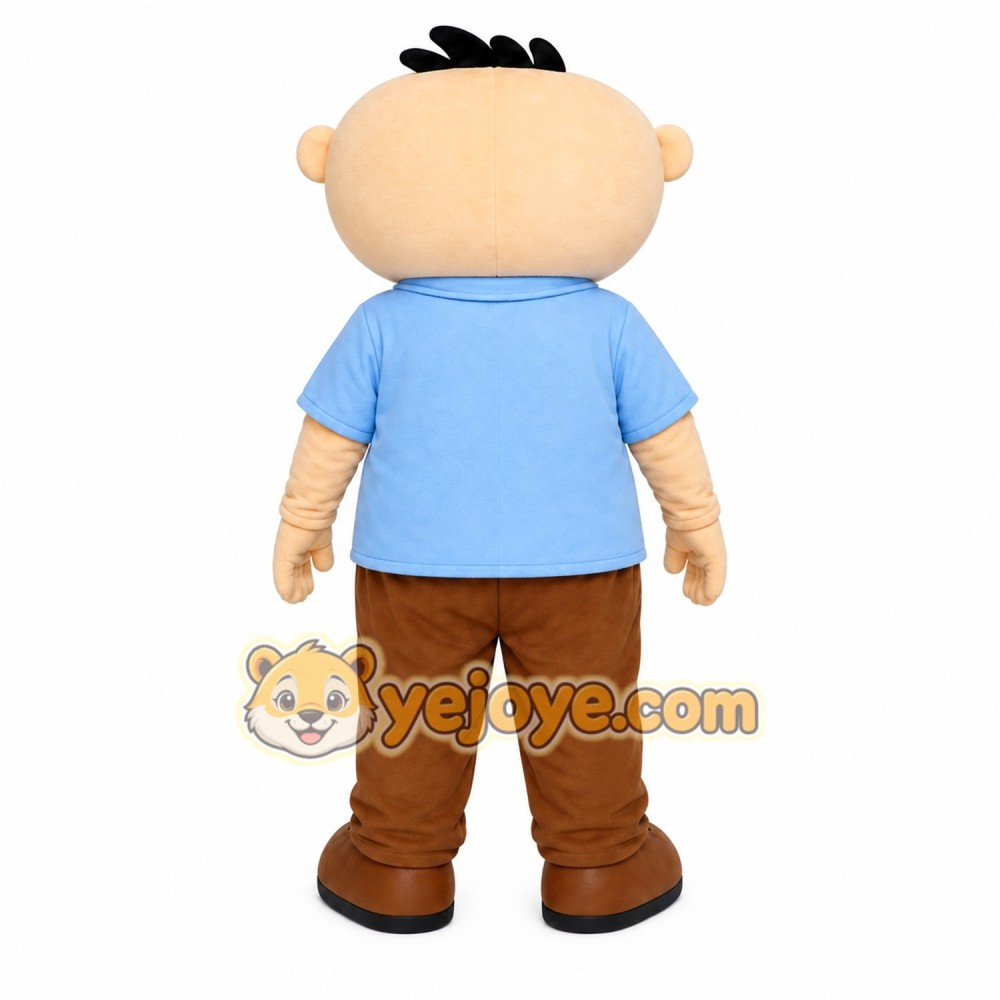 Blue Shirt Boy Mascot Costume Blue Shirt Boy Mascot Costume