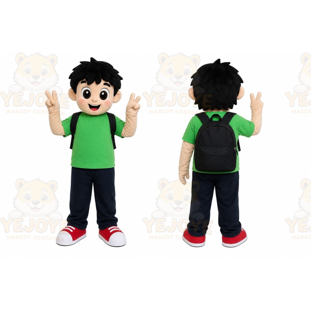 Green Shirt Boy Mascot Costume