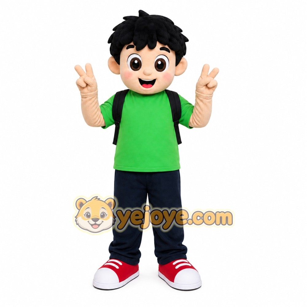 Green Shirt Boy Mascot Costume