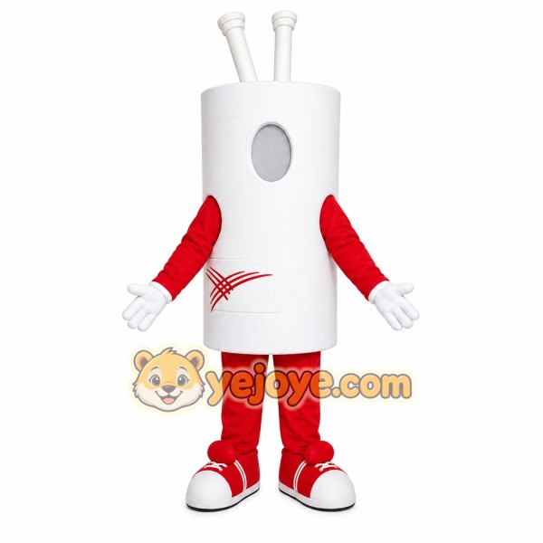 White Cylinder Mascot Costume