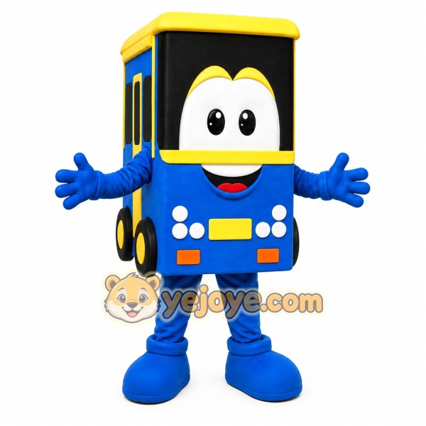 Blue Bus Mascot Costume