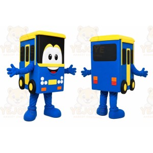 Blue Bus Mascot Costume