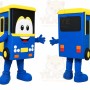 Blue Bus Mascot Costume