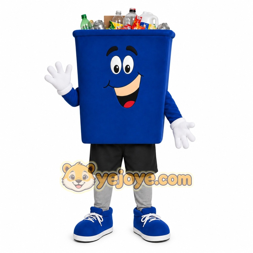 Blue Bin Mascot Costume Blue Bin Mascot Costume