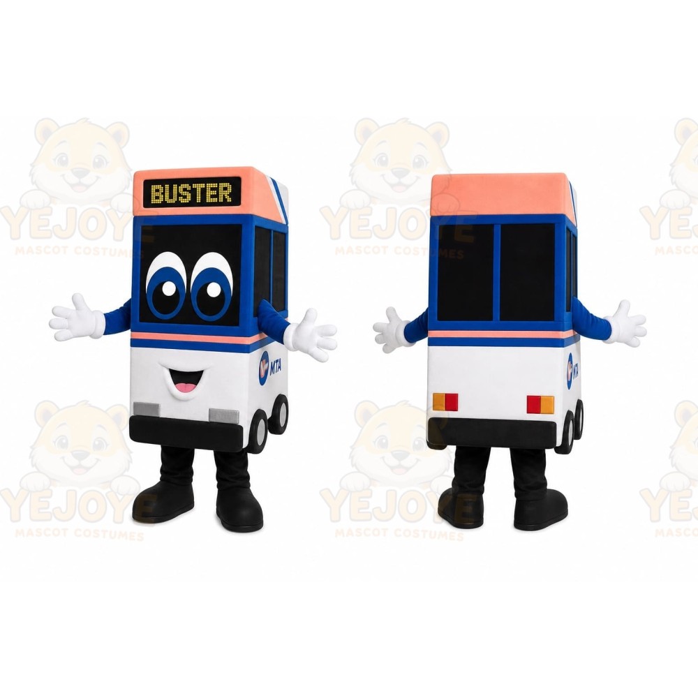 Blue Bus Mascot Costume