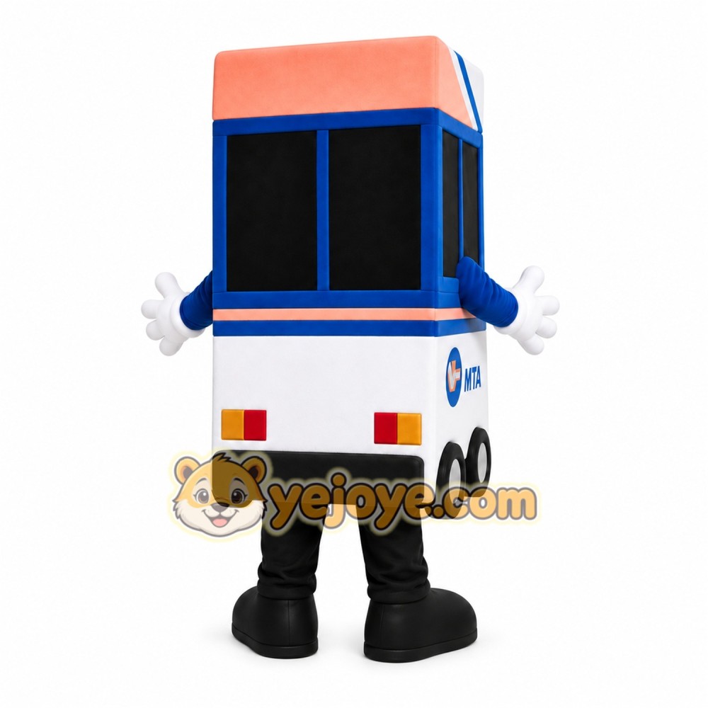 Blue Bus Mascot Costume Blue Bus Mascot Costume