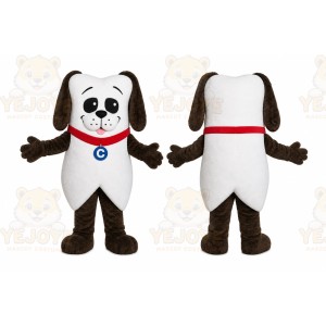 White Brown Puppy Mascot Costume