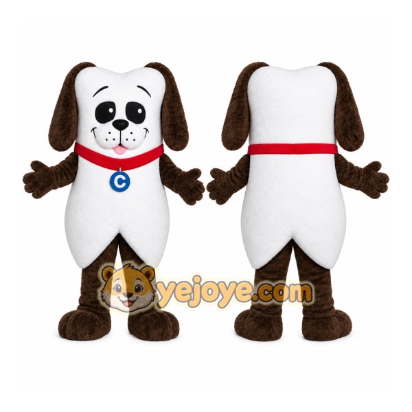 White Brown Puppy Mascot Costume