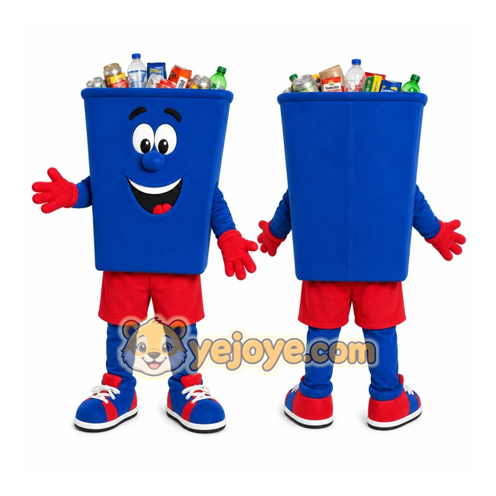 Blue Bin Mascot Costume Blue Bin Mascot Costume