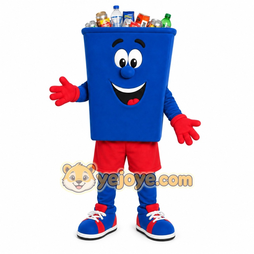 Blue Bin Mascot Costume Blue Bin Mascot Costume