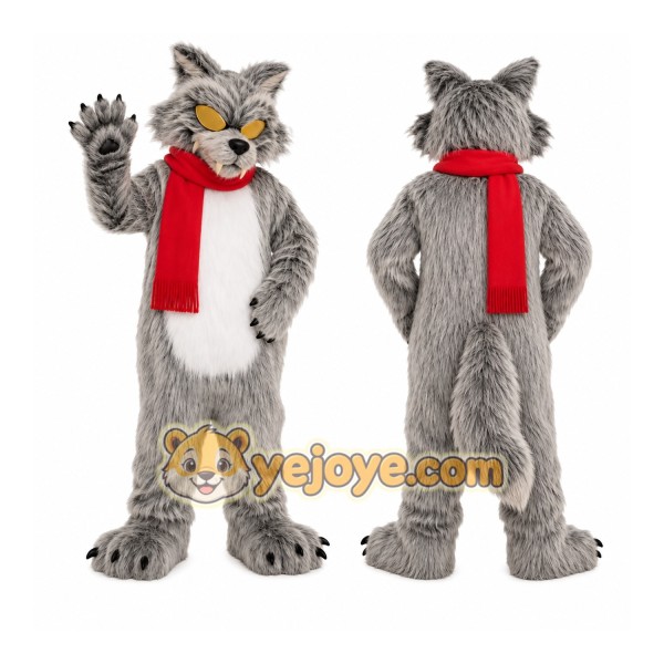 Gray Dog Mascot Costume