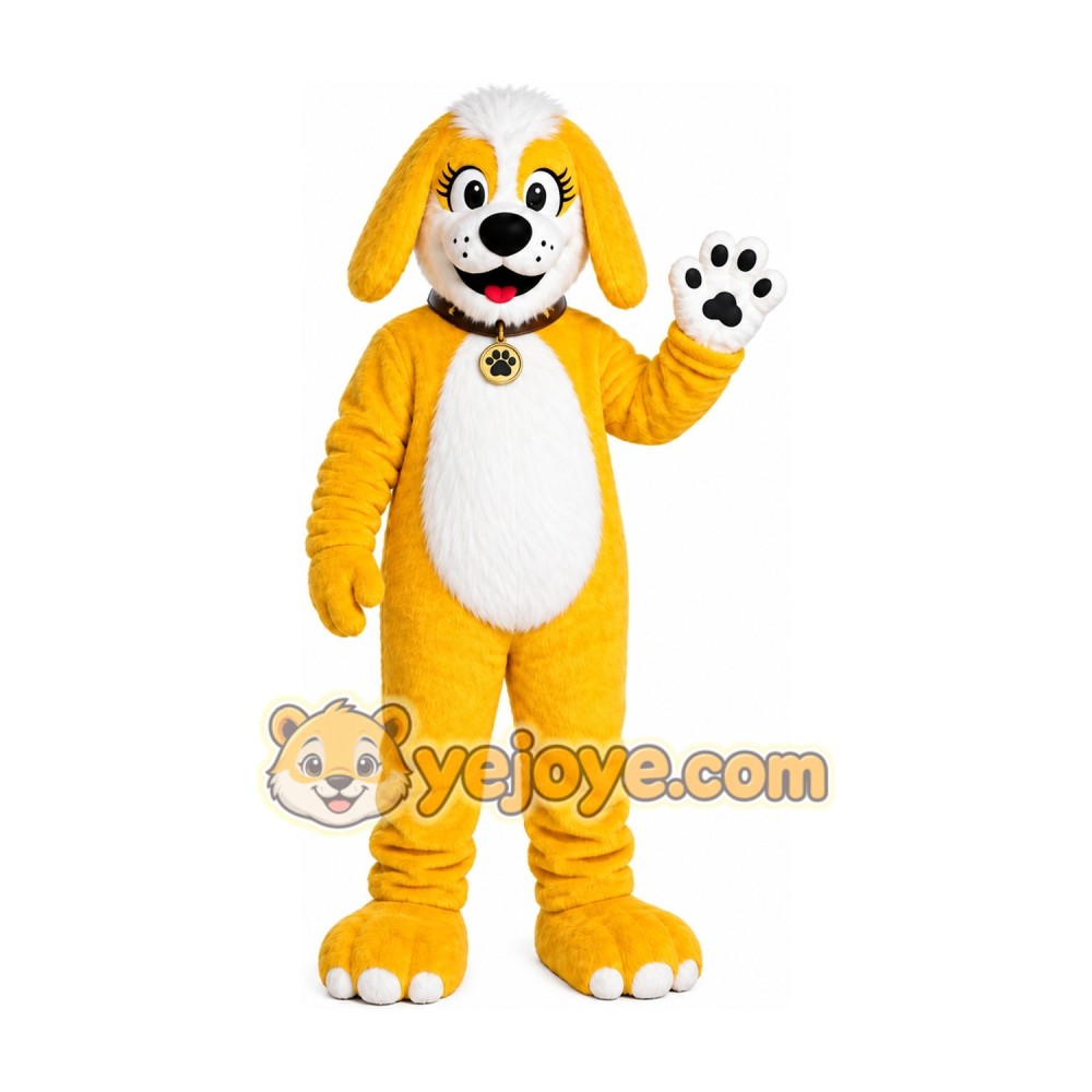 Yellow Puppy Mascot Costume Yellow Puppy Mascot Costume
