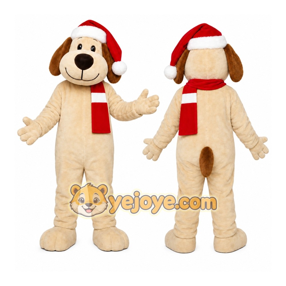 White Puppy Red Scarf Mascot Costume White Puppy Red Scarf Mascot Costume