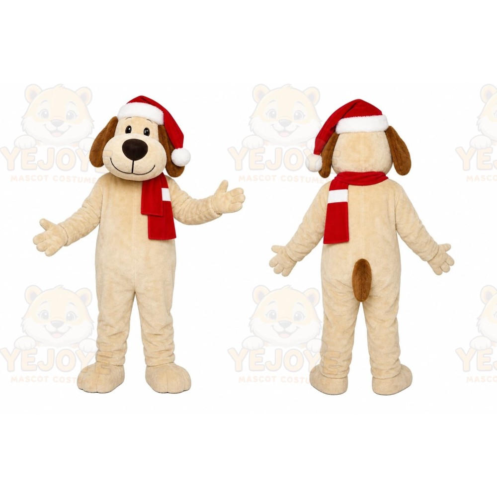 White Puppy Red Scarf Mascot Costume