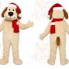 White Puppy Red Scarf Mascot Costume