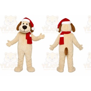 White Puppy Red Scarf Mascot Costume