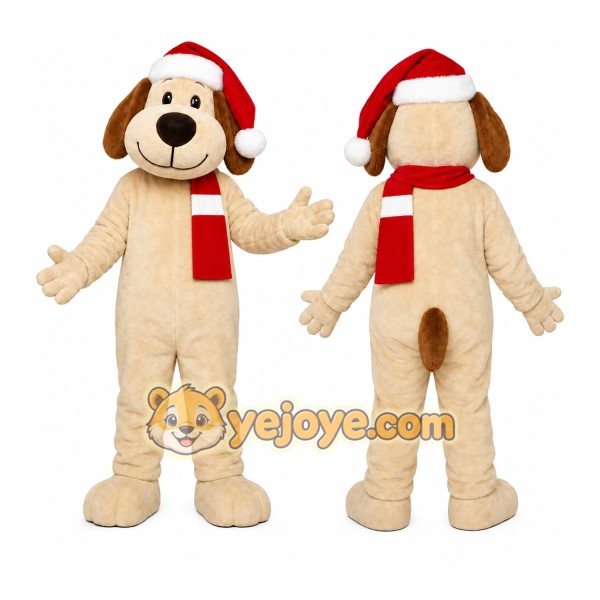 White Puppy Red Scarf Mascot Costume