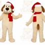 White Puppy Red Scarf Mascot Costume