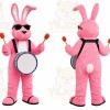 Pink Bunny Drummer Mascot Costume