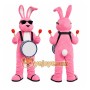 Pink Bunny Drummer Mascot Costume
