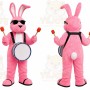 Pink Bunny Drummer Mascot Costume
