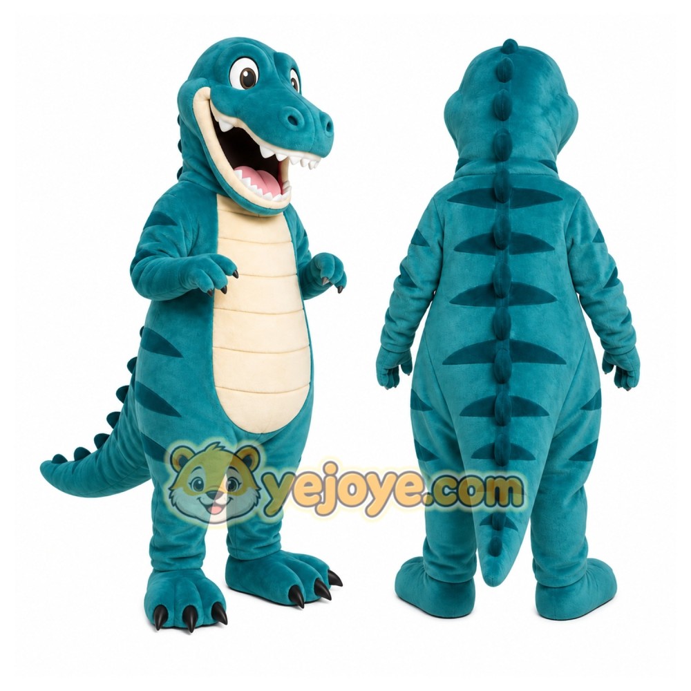 Teal Dinosaur Mascot Costume Teal Dinosaur Mascot Costume